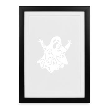 Journée drôle d’Halloween - Fantôme drôle d’Halloween - Affiche encadrée (27 × 37 cm) - noir - Devant