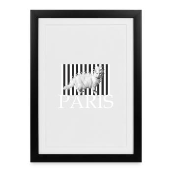 Paris Mohawk Punk Cat in Stripe Print - Framed poster (27 × 37 cm) - black - Front