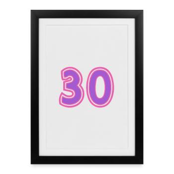 30. 30 JAHRE. 30-JÄHRIGES JUBILÄUM. 30-JÄHRIGES JUBILÄUM. - Gerahmtes Poster (27 × 37 cm) - Schwarz - Vorne