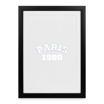 Paris 1980 Design - Gerahmtes Poster (27 × 37 cm) - Schwarz - Vorne