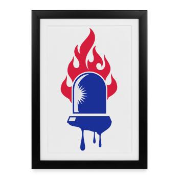 rotating blue beacon light-Fire department - Framed poster (27 × 37 cm) - black - Front