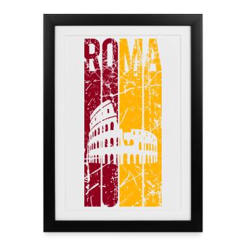 Rome t-shirt design grunge effect Roma Rom Rome - Framed poster (27 × 37 cm) - black - Front
