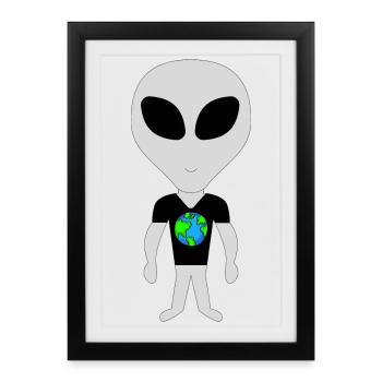 Sustainable Aliens with Earth - Framed poster (27 × 37 cm) - black - Front