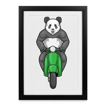 Trottinette Panda - Affiche encadrée (27 × 37 cm) - noir - Devant