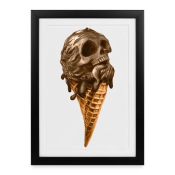 Glace molle avec crâne éthéré - Affiche encadrée (27 × 37 cm) - noir - Devant
