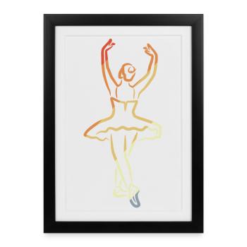Ballerina Sketch Vintage Look - Framed poster (27 × 37 cm) - black - Front