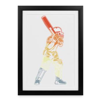 Retro Cricket Batter - Framed poster (27 × 37 cm) - black - Front