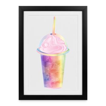 Pastel-coloured milkshake with cream topping - Framed poster (27 × 37 cm) - black - Front