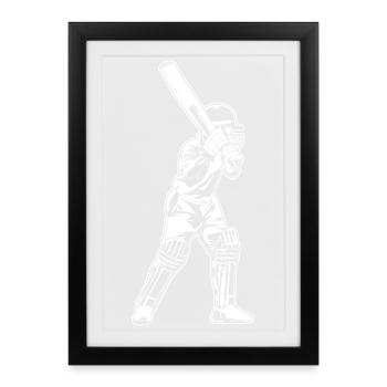 Cricket Batter Sketch - Framed poster (27 × 37 cm) - black - Front