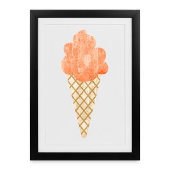 Cream Summer Waffle Soft Cream Cream Sweet Fruity - Framed poster (27 × 37 cm) - black - Front