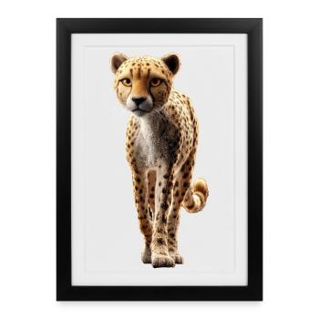 Gepard Cheetah Raubkatze Katzen Liebhaber Geparden - Gerahmtes Poster (27 × 37 cm) - Schwarz - Vorne