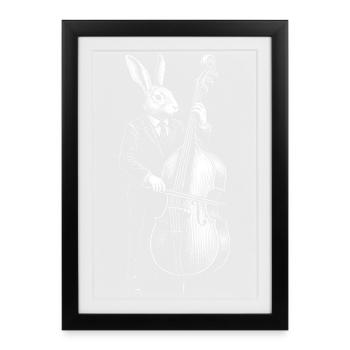 Bassiste Jazz Rabbit - Affiche encadrée (27 × 37 cm) - noir - Devant