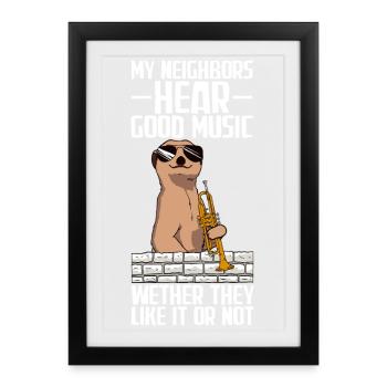 Trompettiste de mes voisins - Affiche encadrée (27 × 37 cm) - noir - Devant