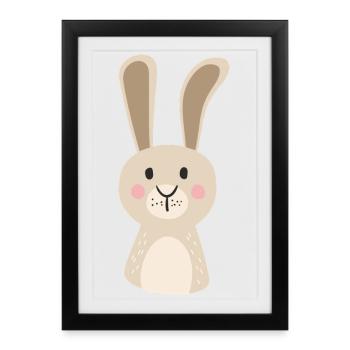 mignon lapin sautant imprimé de dessin animé - Affiche encadrée (27 × 37 cm) - noir - Devant