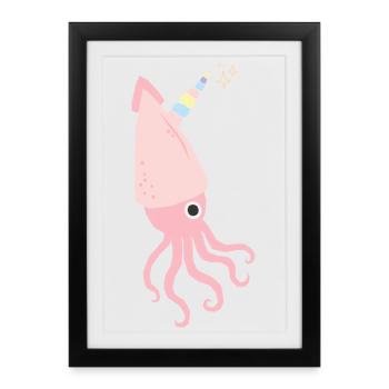Calmar licorne Tintenfisch Einhorn - Affiche encadrée (27 × 37 cm) - noir - Devant