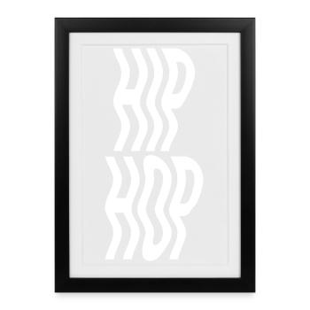 Hip Hop Waves design audacieux musique logo - Affiche encadrée (27 × 37 cm) - noir - Devant