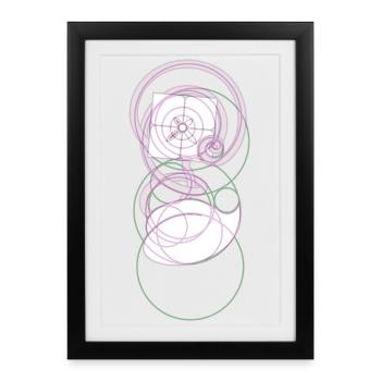 Éclore en équilibre – la fleur du Nombre d’Or - Affiche encadrée (27 × 37 cm) - noir - Devant