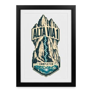 Alta Via 1 Finisher de randonnée Dolomites achevé - Affiche encadrée (27 × 37 cm) - noir - Devant