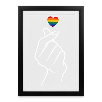 Pride Heart Regenborgen Finger Heart - Framed poster (27 × 37 cm) - black - Front