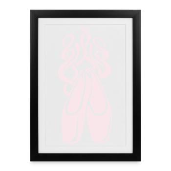 Symbole de ballerine des chaussures de ballet - Affiche encadrée (27 × 37 cm) - noir - Devant