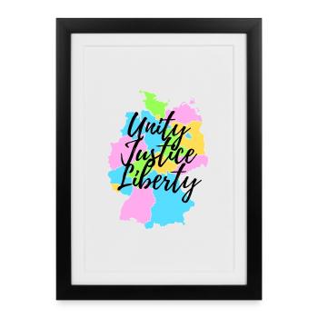 Map of Germany - Unity, Justice & Freedom 2 - Framed poster (27 × 37 cm) - black - Front