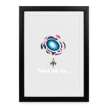 Fusée Galaxy Néon - Affiche encadrée (27 × 37 cm) - noir - Devant
