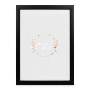 Je suis pleine valeur - Couronne de fleurs - Pour la naissance - Affiche encadrée (27 × 37 cm) - noir - Devant