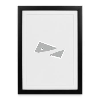 Triangles monochromes abstraits de poissons - Affiche encadrée (27 × 37 cm) - noir - Devant