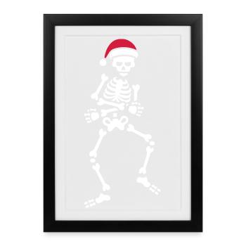 Skibidi challenge meme squelette noël danse - Affiche encadrée (27 × 37 cm) - noir - Devant