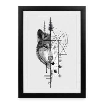 Wolf design - Affiche encadrée (27 × 37 cm) - noir - Devant