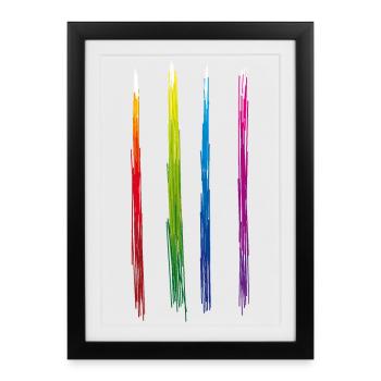 Colors Stripes - Framed poster (27 × 37 cm) - black - Front
