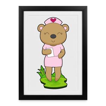 Infirmière Bear - Affiche encadrée (27 × 37 cm) - noir - Devant