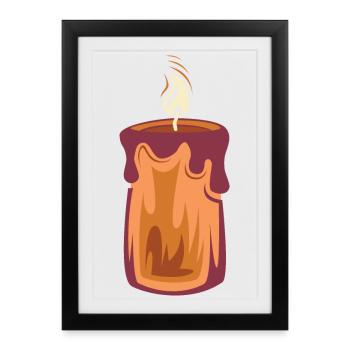 Bougie Illustration de lumière de Noël 1er Avent - Affiche encadrée (27 × 37 cm) - noir - Devant