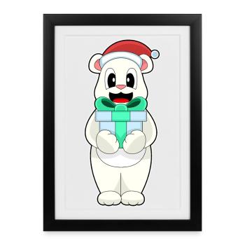 Forfait de Noël de l’ours polaire - Affiche encadrée (27 × 37 cm) - noir - Devant