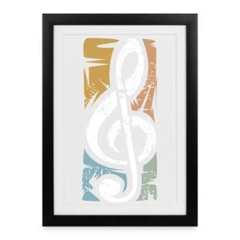 clef vintage – music symbol design - Framed poster (27 × 37 cm) - black - Front