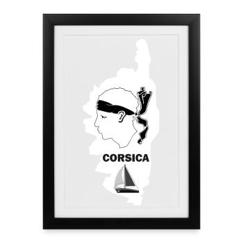 Segelboot Insel Korsica Sailboat Corsica France - Gerahmtes Poster (27 × 37 cm) - Schwarz - Vorne