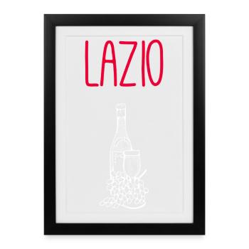 Illustration de vins et de pâtes du Latium - Affiche encadrée (27 × 37 cm) - noir - Devant
