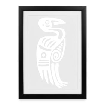 Oiseau tribal blanc - Affiche encadrée (27 × 37 cm) - noir - Devant