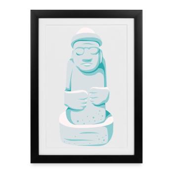 Dol Hareubang – Jeju Stone Guardian - Framed poster (27 × 37 cm) - black - Front