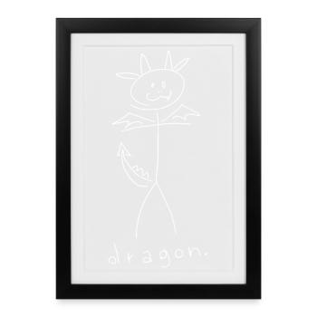 Dragon. (lignes blanches) (par Leni Riosa) - Affiche encadrée (27 × 37 cm) - noir - Devant