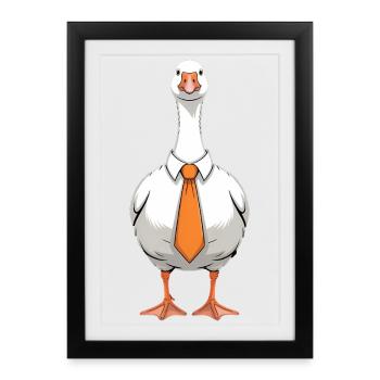 Serious Goose - Funny Goose T-Shirt - Framed poster (27 × 37 cm) - black - Front