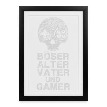 Gamer Gamer Nerd Père Dire Fête des Pères Drôle - Affiche encadrée (27 × 37 cm) - noir - Devant