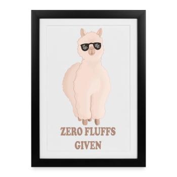 Zero Fluffs Given – Fluffy Alpaca with Sun Brush - Framed poster (27 × 37 cm) - black - Front