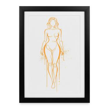Abstract Woman Line Art Gold - Framed poster (27 × 37 cm) - black - Front