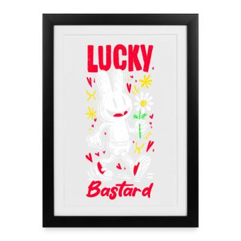 Bunny Pop Art with Flower - Framed poster (27 × 37 cm) - black - Front