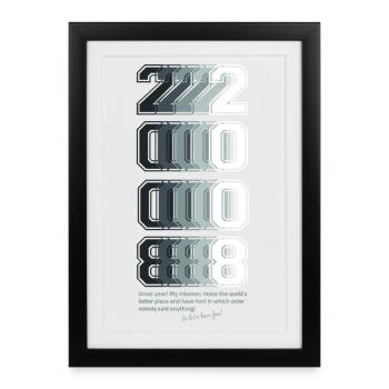 18e anniversaire 2008 Numéros rétro avec expression - Affiche encadrée (27 × 37 cm) - noir - Devant