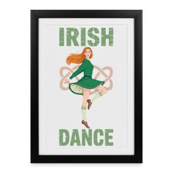Danse irlandaise Danse Cadeau de danseur irlandais - Affiche encadrée (27 × 37 cm) - noir - Devant