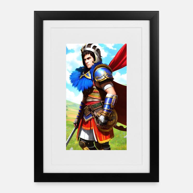 Gladiateur chevalier multicolor - Affiche encadrée (27 × 37 cm) - noir