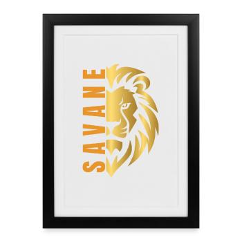 Lion doré  - Affiche encadrée (27 × 37 cm) - noir - Devant
