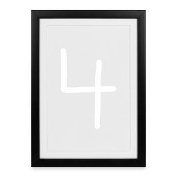 4 Numéro quatre numéro noir anniversaire - Affiche encadrée (27 × 37 cm) - noir - Devant